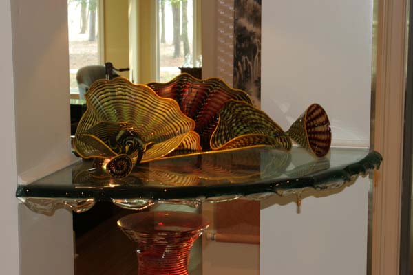 Floating Shelves With Art Glass Display Marc Konys Glass Design